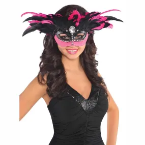 Adult Bejewelled Feather Mask