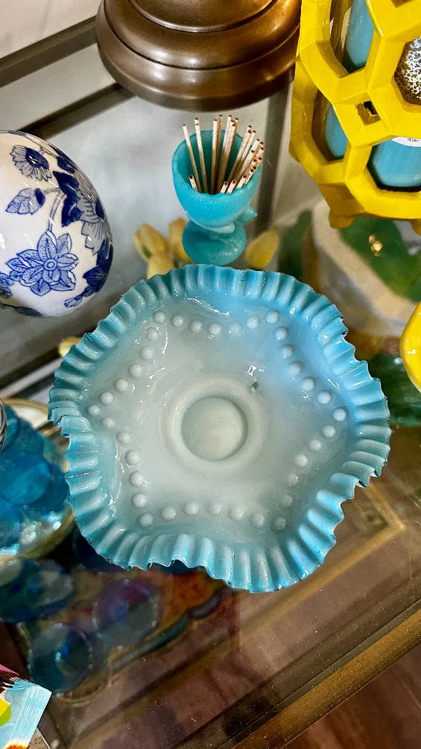 Antique Brides Basket, Late 1800s, Fenton Bowl, Ruffled Cased Glass