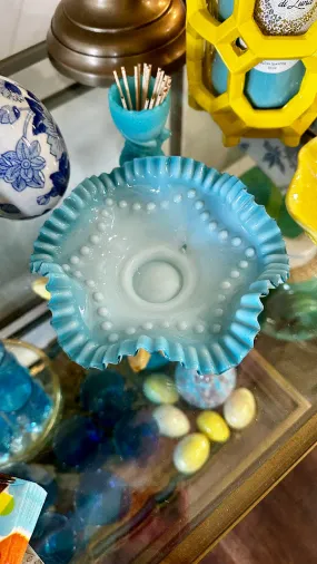 Antique Brides Basket, Late 1800s, Fenton Bowl, Ruffled Cased Glass