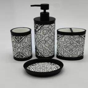 Black And White Bathroom Accessory Set