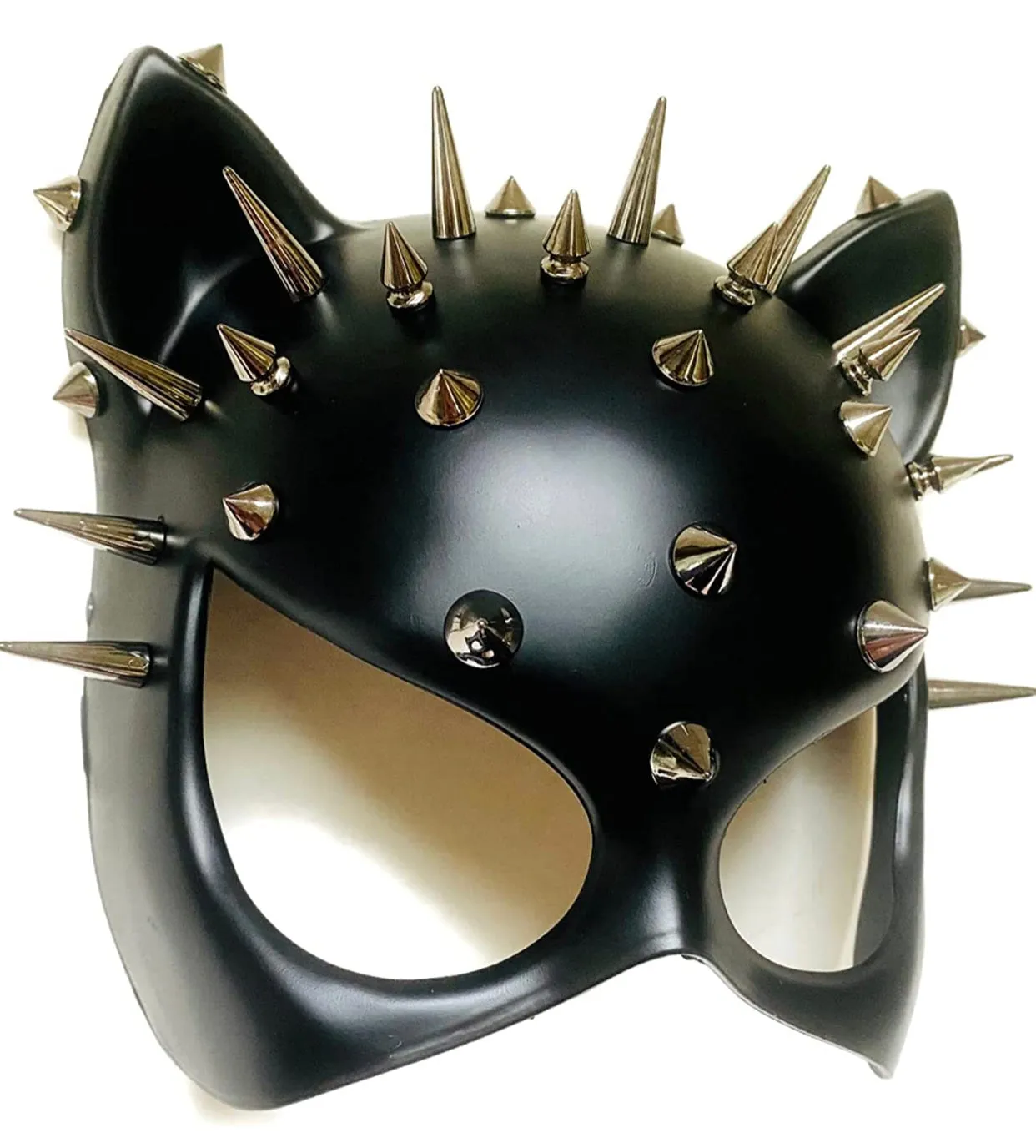 Black cat woman mask Halloween cosplay dress up costume kitty cat role play mask with spikes