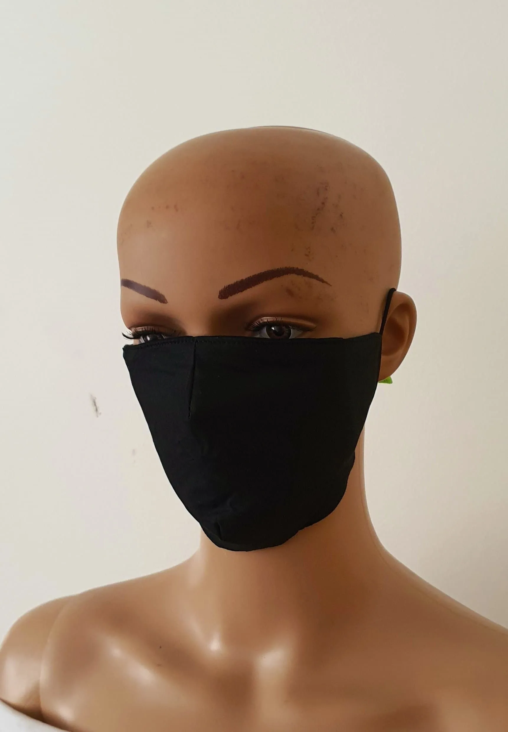 Black Cotton Print Face Mask | Fabric Face Masks - Nia