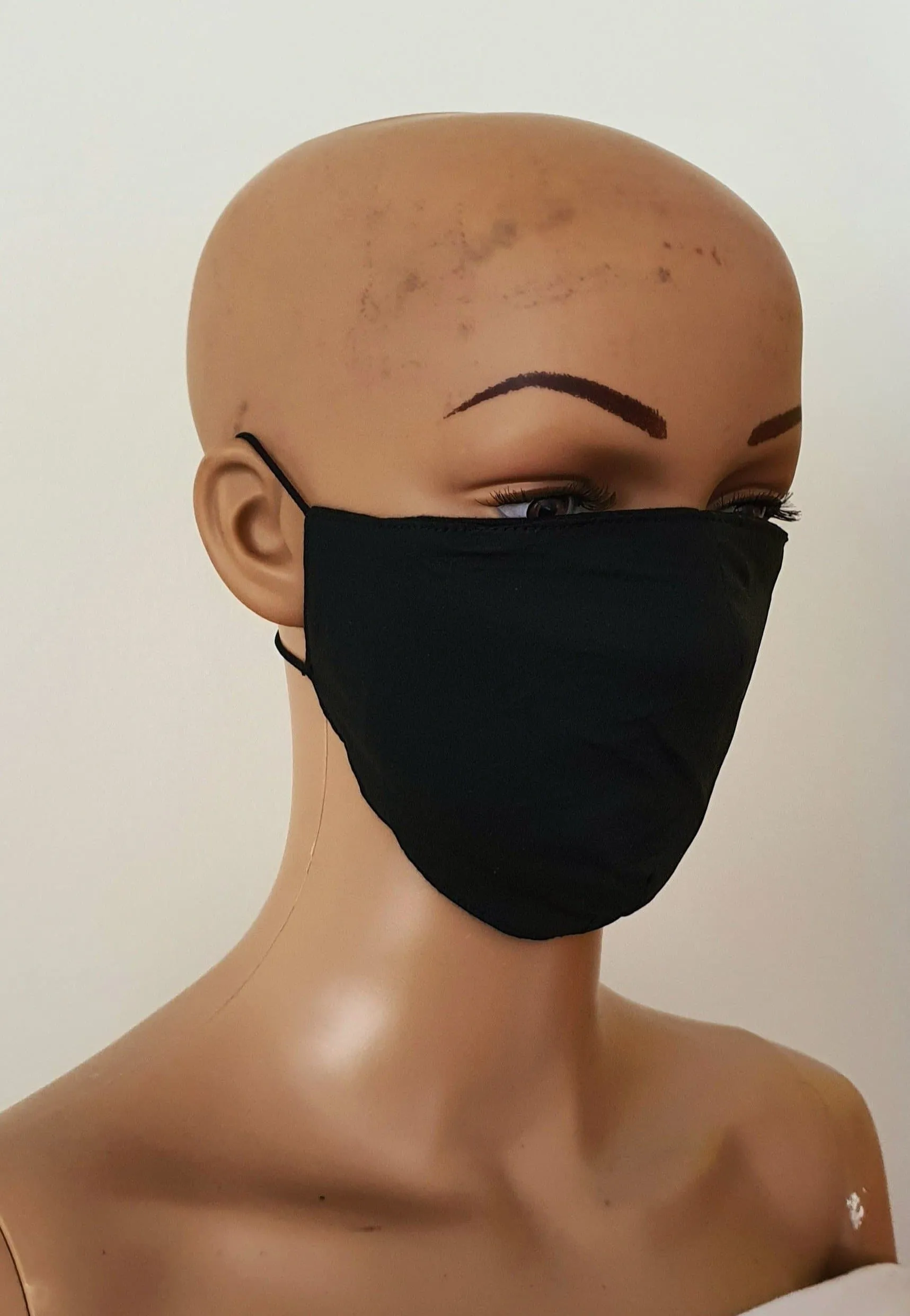 Black Cotton Print Face Mask | Fabric Face Masks - Nia