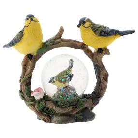 Black Mask Yellow Birds Figurine 45MM Glitter Snow Globe Decoration