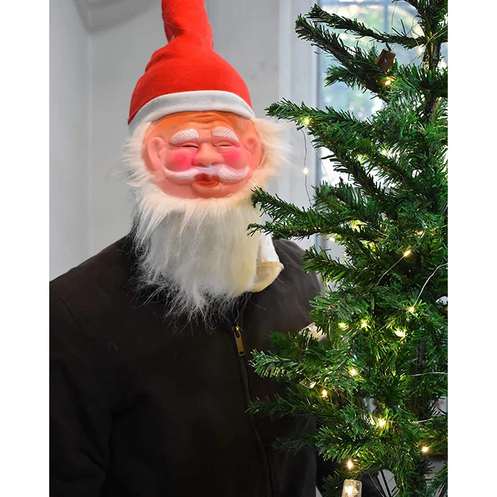 Christmas Santa Festival Mask with Red Santa Hat and Beard Overhead