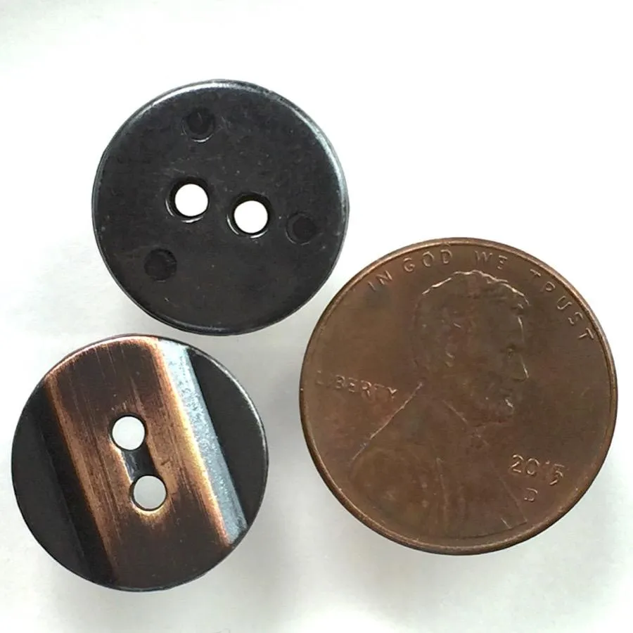 Copper Stripe on Black Metal Button, 5/8" or 11/16" round