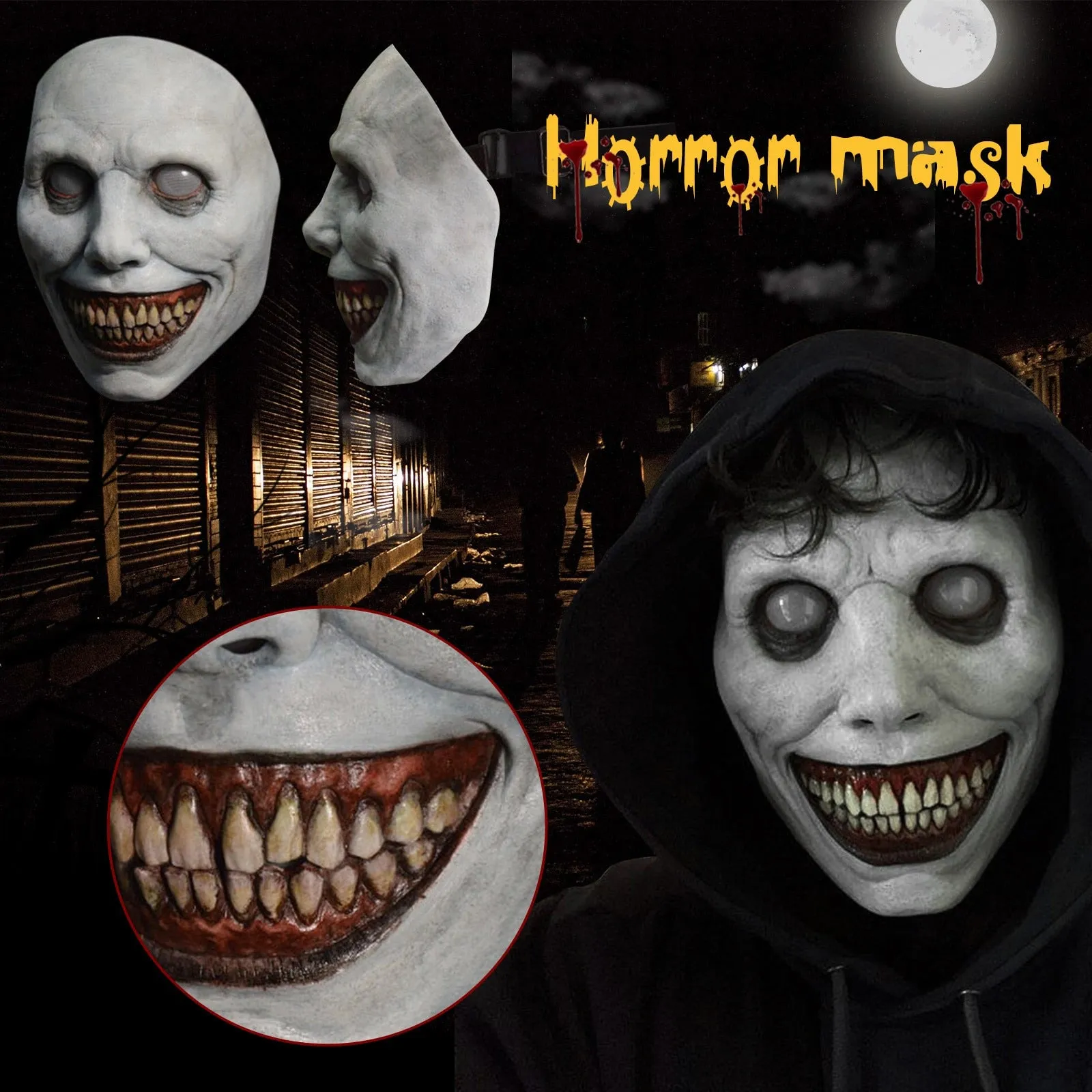 Creepy Halloween Masks Smiling Demons The Evil Cosplay Props Mouth Caps Washable Scary Party Cosplay Props Mascarillas