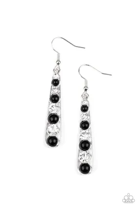 Drawn Out Drama Black and White Earrings - Paparazzi Accessories