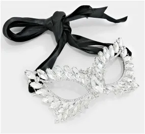 Eileen Marquise Crystal Cat Eye Masquerade Mask | Crystal | Silver