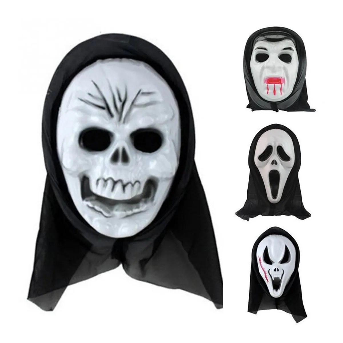 Fancydresswale Halloween Ghost Scary Mask -Free size- Set of 3- Random designs