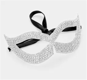 Filipia Custer Cat Eye Masquerade Mask | Silver | Crystal