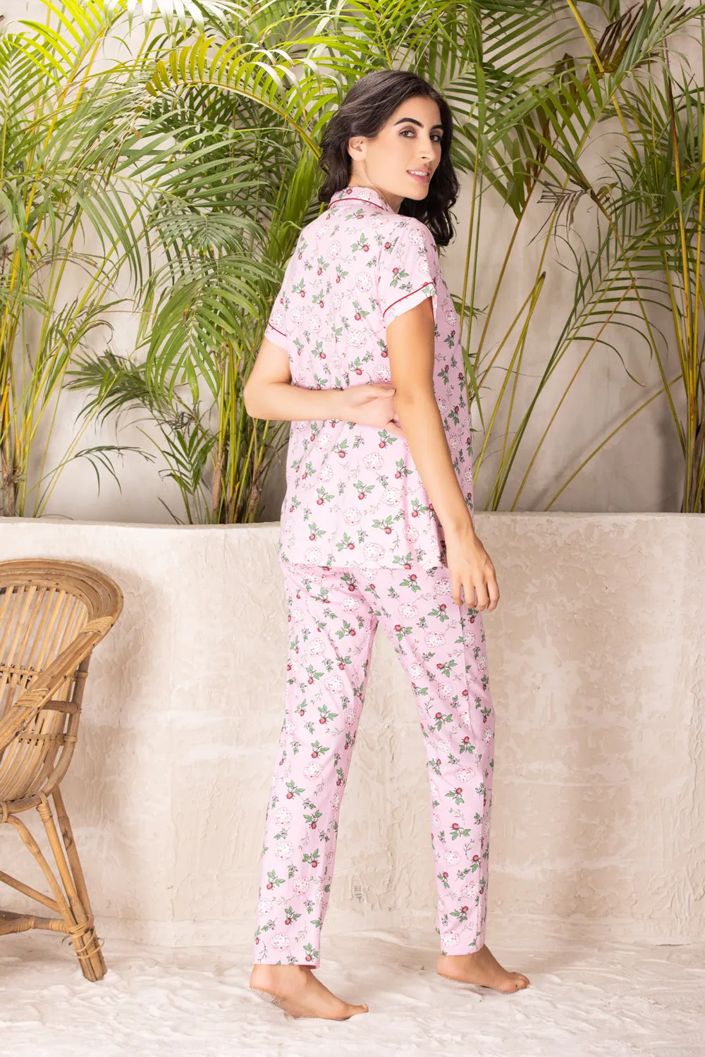 Floral Print Classic collar pj set