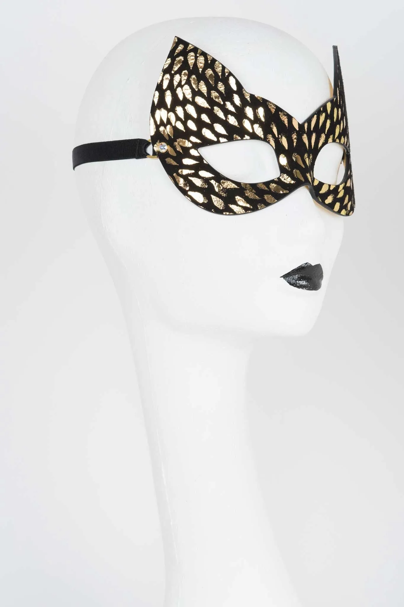 Gold Foil Molded Leather Cat Mask