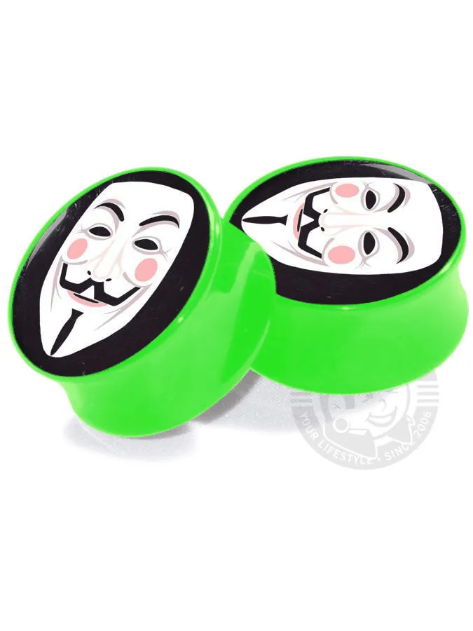 Guy Fawkes Mask Acrylic Image Plugs