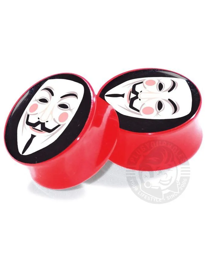 Guy Fawkes Mask Acrylic Image Plugs