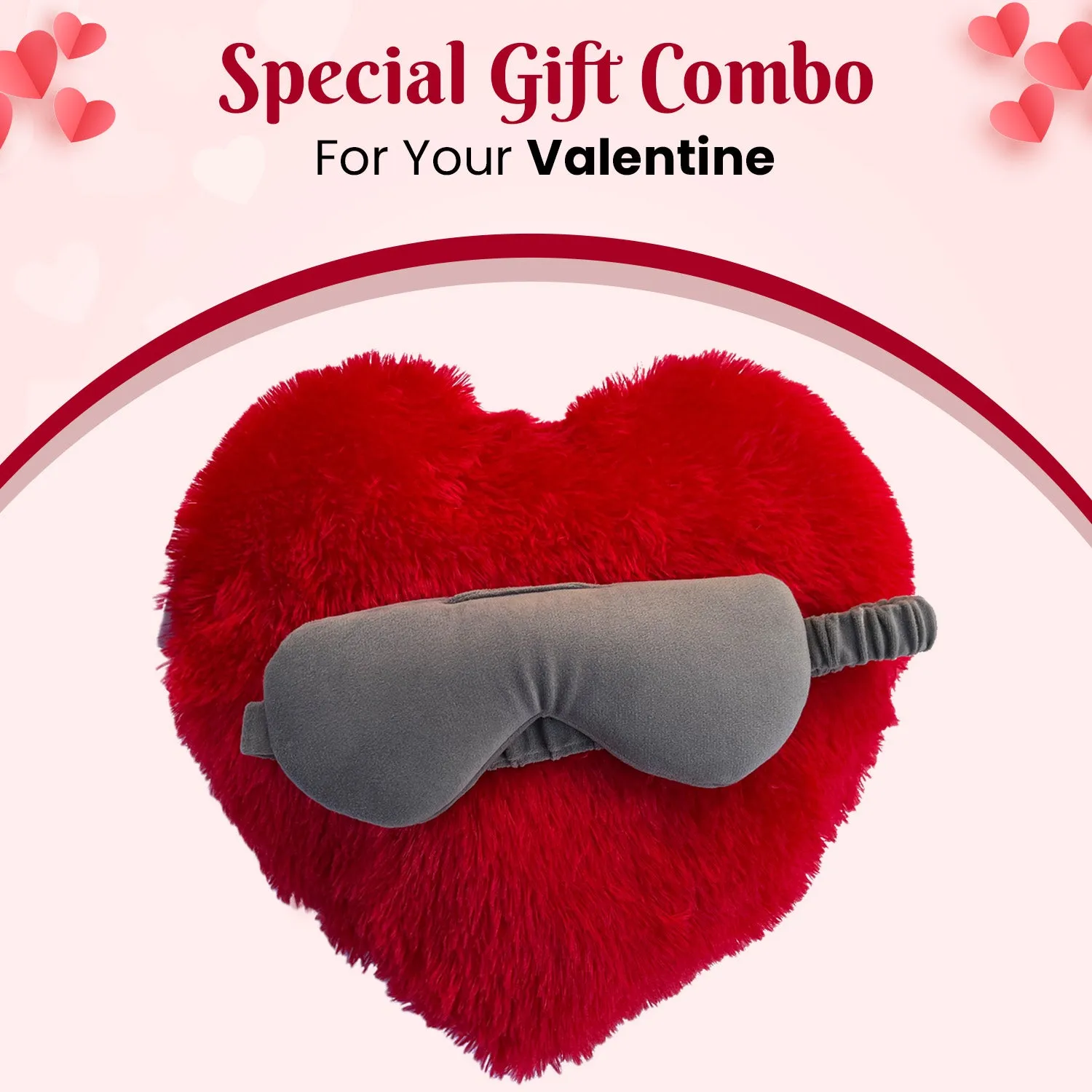 Heart Shape Pillows & Sleeping Eye Mask- Combo