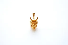 Japanese Kabuki Oni Mask Charm, Vermeil 18k Gold plated over 925 Sterling Silver, Hannya Mask Charm, Genji Mask, Kitsune, Samurai Mask, J305