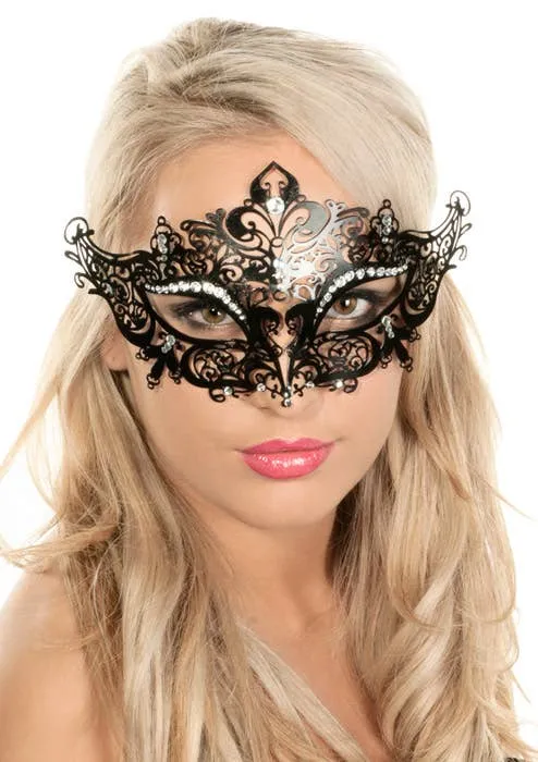 Lacework Black Metal Rhinestone Masquerade Mask