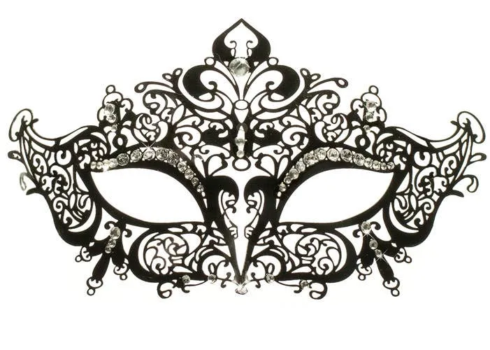 Lacework Black Metal Rhinestone Masquerade Mask