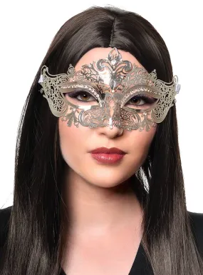 Lacework Silver Metal Rhinestone Masquerade Mask