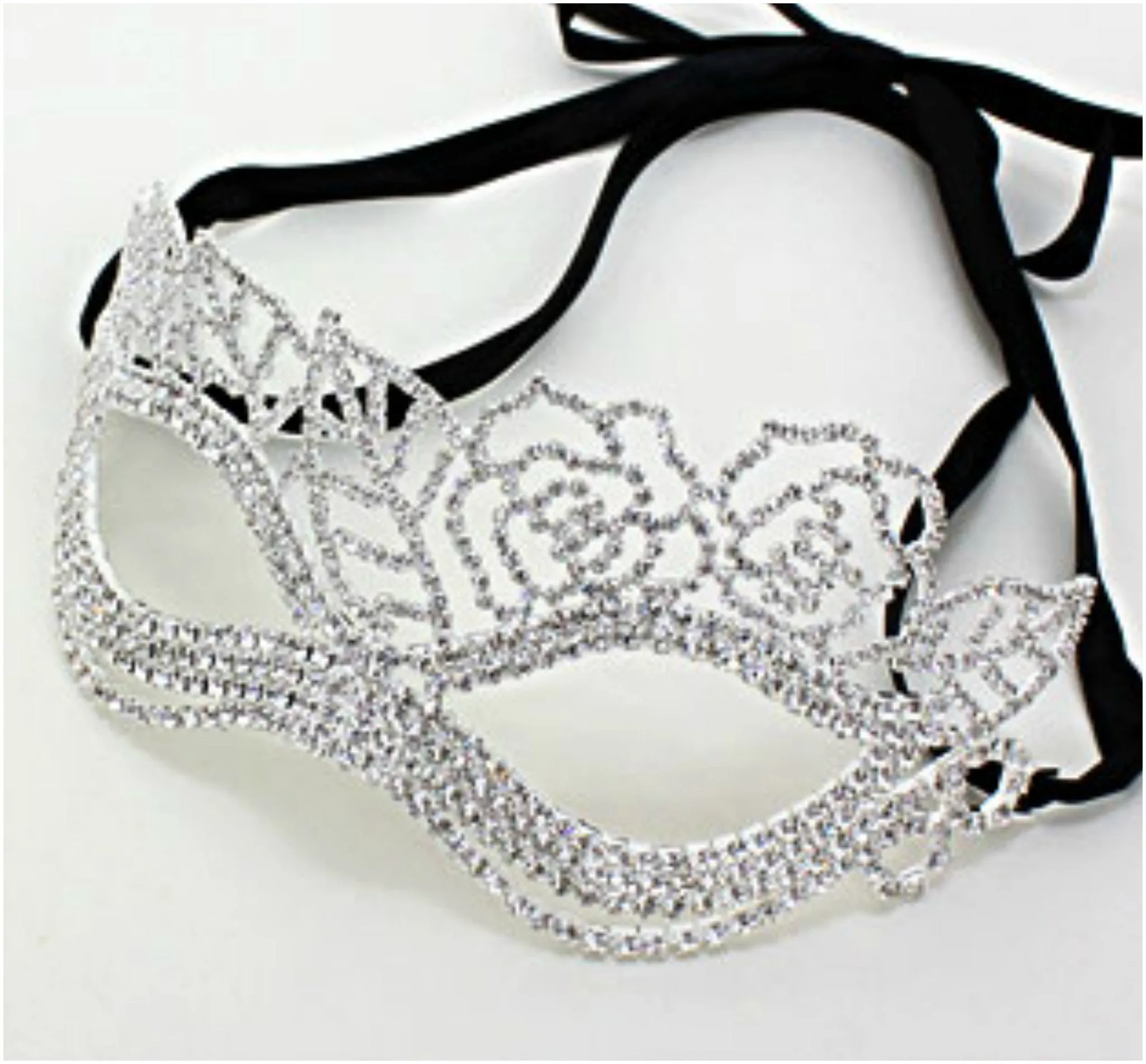 Lara Leaf Cluster Silver Masquerade Mask | Cystal | Silver