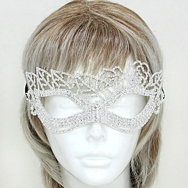 Lara Leaf Cluster Silver Masquerade Mask | Cystal | Silver