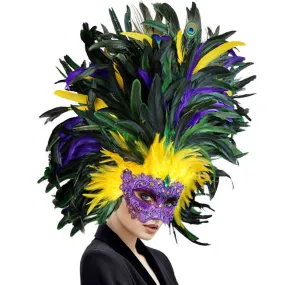 Mardi Gras Masquerade Venetian Feather Mask