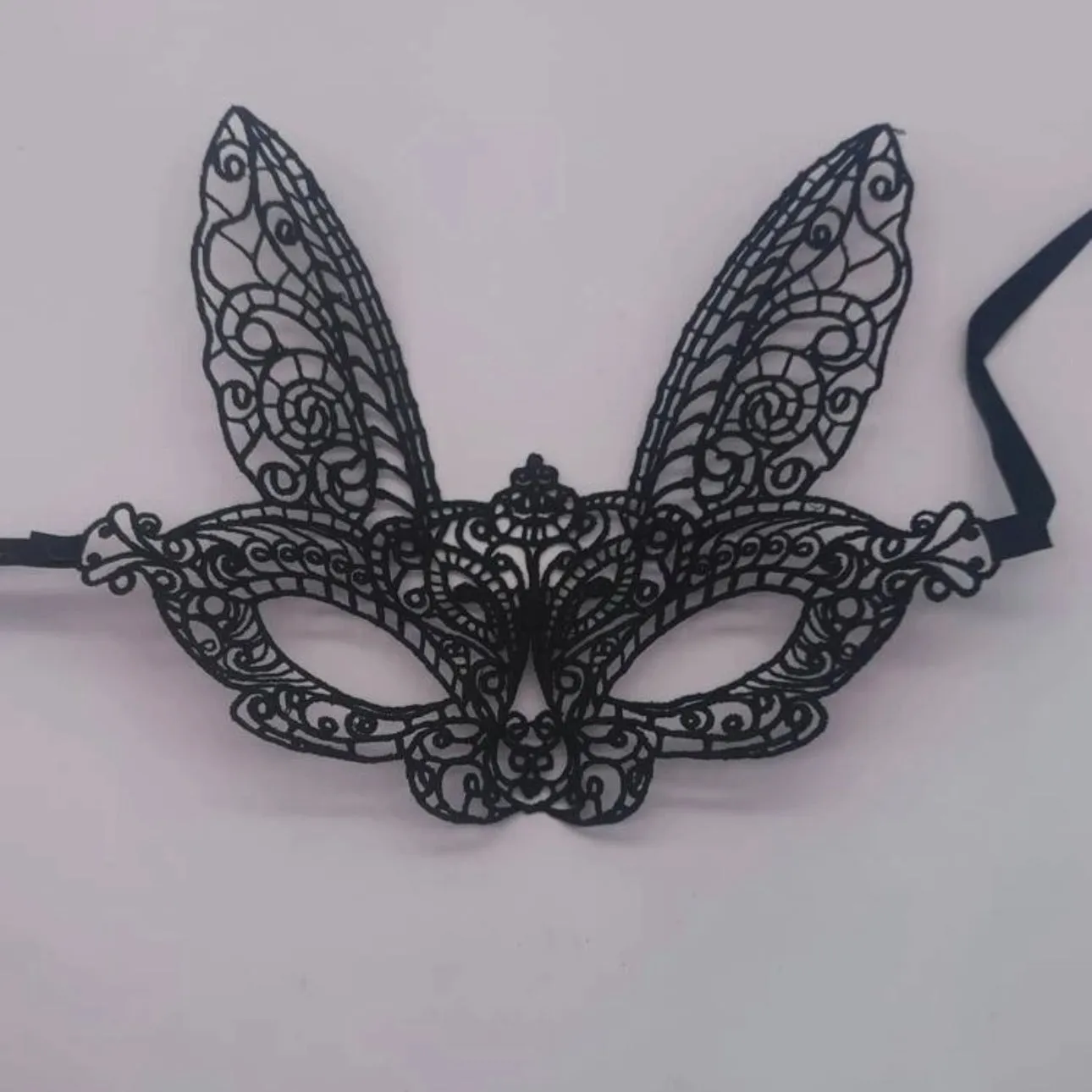 Masquerade Mask - Mardi Gras Mask, Rabbit Mask, Masquerading Mask, Black Lace, Masquerade Ball, Lace Mask