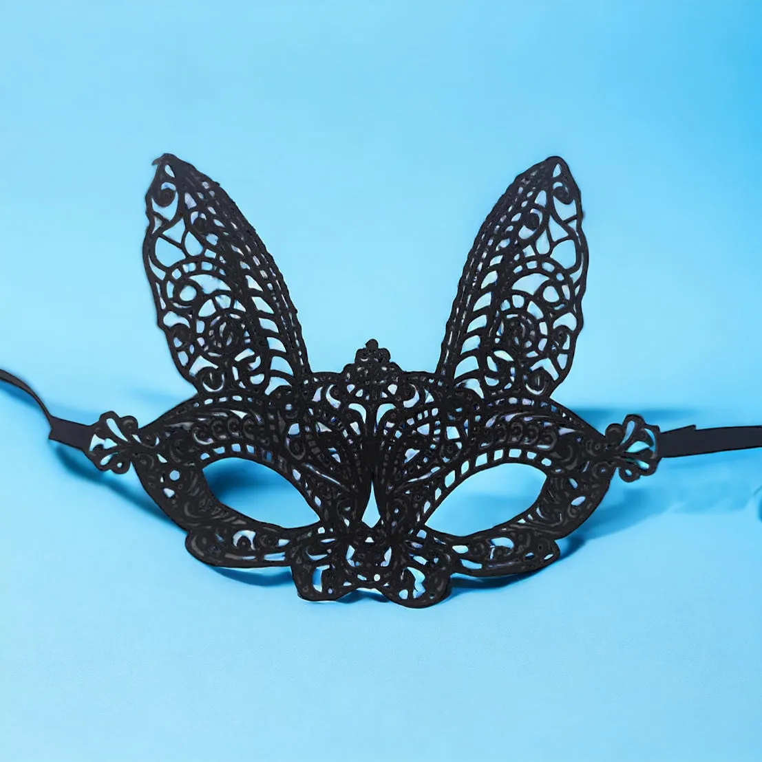 Masquerade Mask - Mardi Gras Mask, Rabbit Mask, Masquerading Mask, Black Lace, Masquerade Ball, Lace Mask