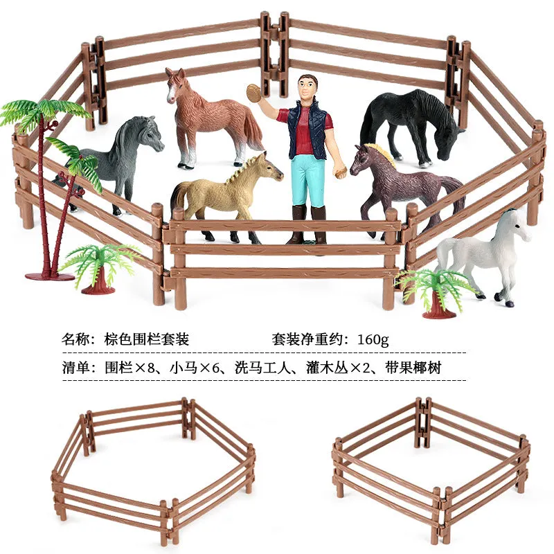 Micro Landscape Scene Decoration Horse Farm Toy Cattle Shed Farm Animal Model Toys Simulation Fence Accessories Animal Sand Table Toy