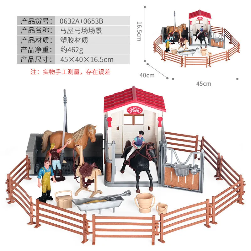 Micro Landscape Scene Decoration Horse Farm Toy Cattle Shed Farm Animal Model Toys Simulation Fence Accessories Animal Sand Table Toy