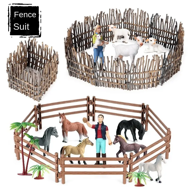 Micro Landscape Scene Decoration Horse Farm Toy Cattle Shed Farm Animal Model Toys Simulation Fence Accessories Animal Sand Table Toy