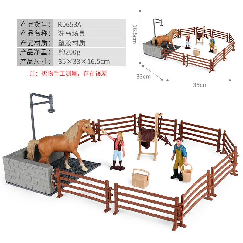 Micro Landscape Scene Decoration Horse Farm Toy Cattle Shed Farm Animal Model Toys Simulation Fence Accessories Animal Sand Table Toy