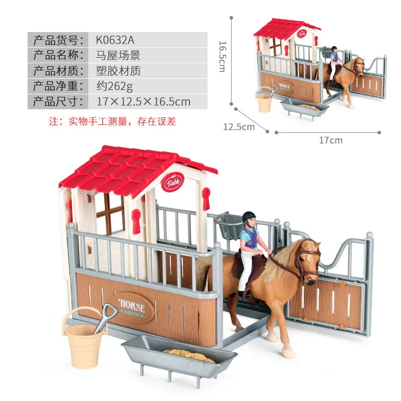 Micro Landscape Scene Decoration Horse Farm Toy Cattle Shed Farm Animal Model Toys Simulation Fence Accessories Animal Sand Table Toy