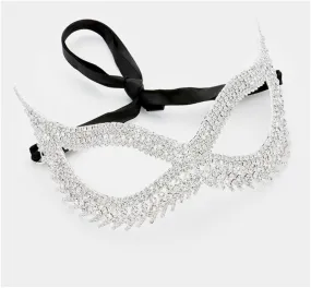 Noga Cluster Cat Eye Masquerade Mask | Silver | Crystal