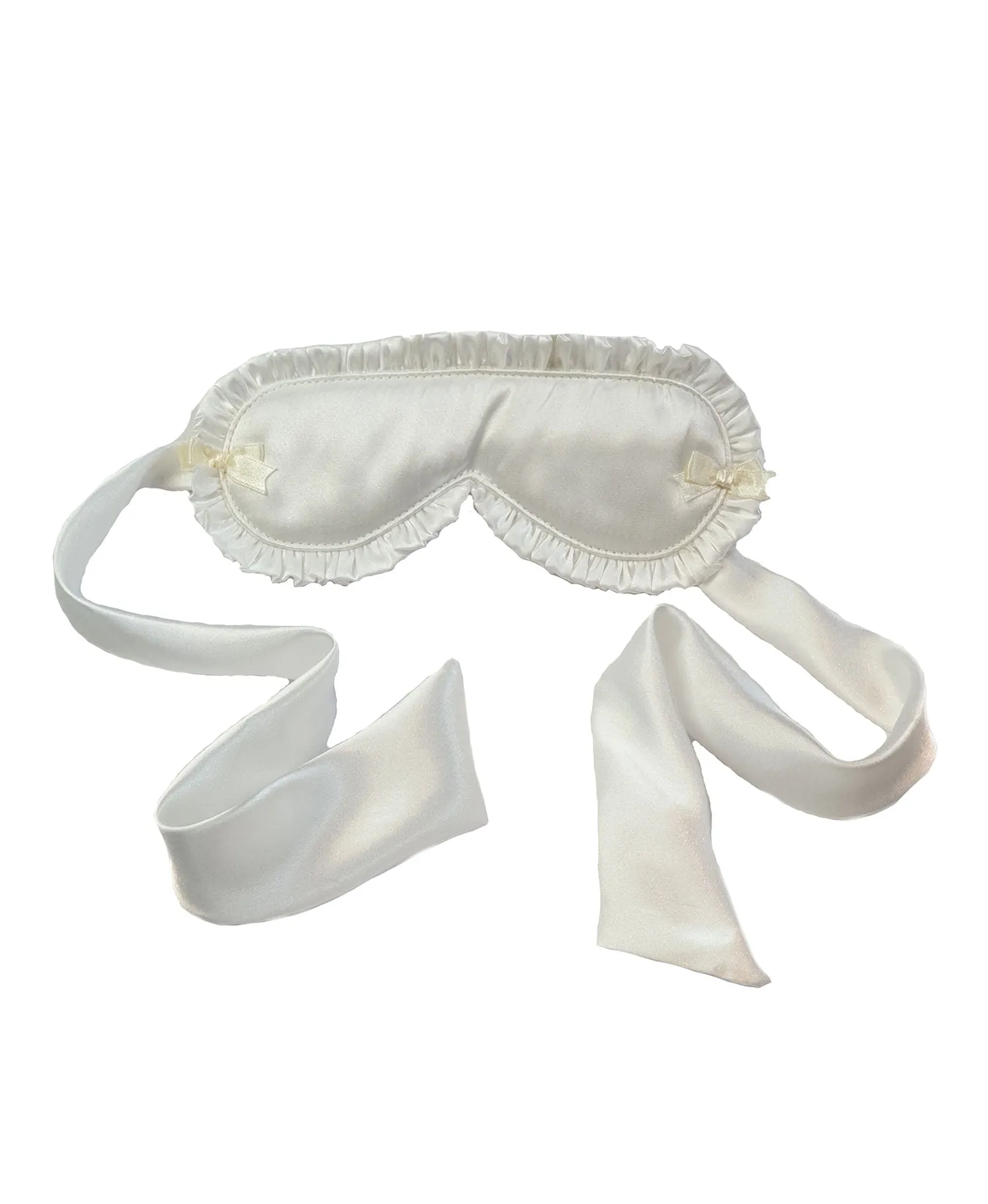 Satin Tie Ruffled Eyemask, Embroidered Blindfold