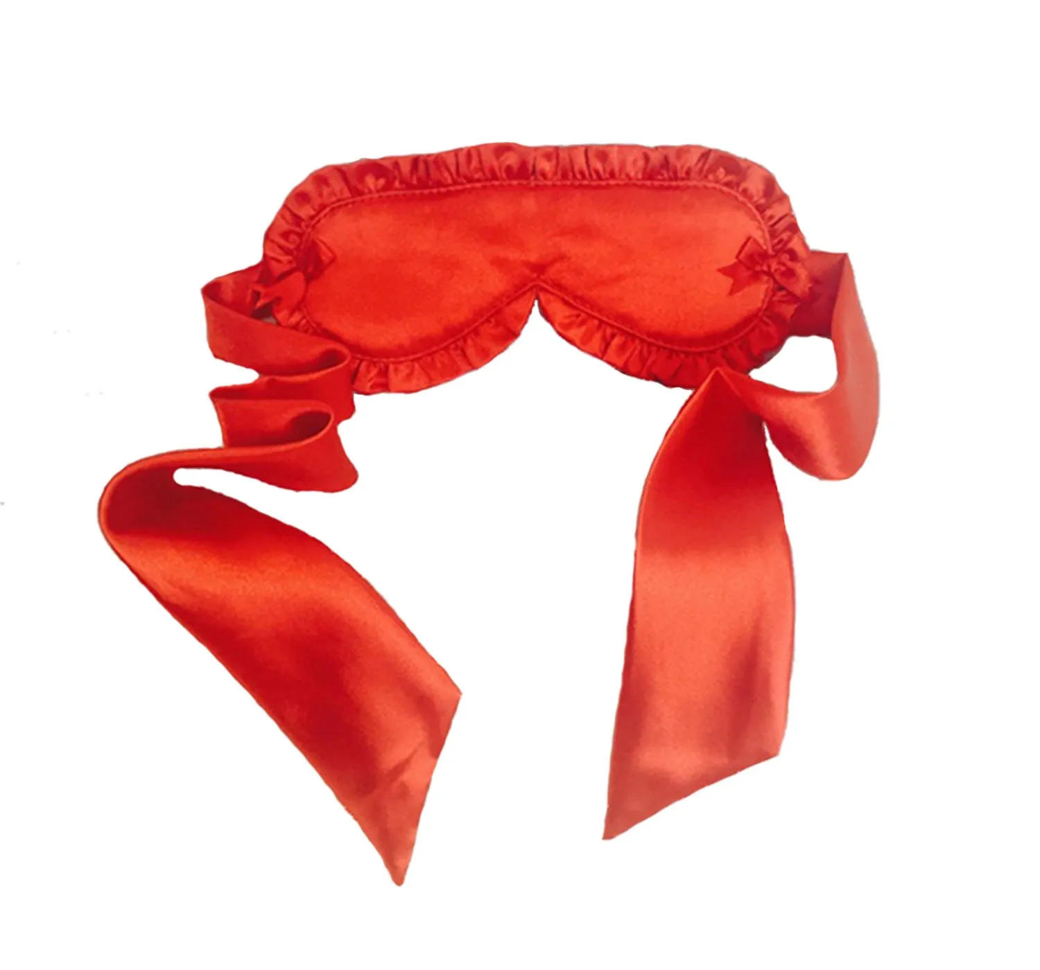 Satin Tie Ruffled Eyemask, Embroidered Blindfold