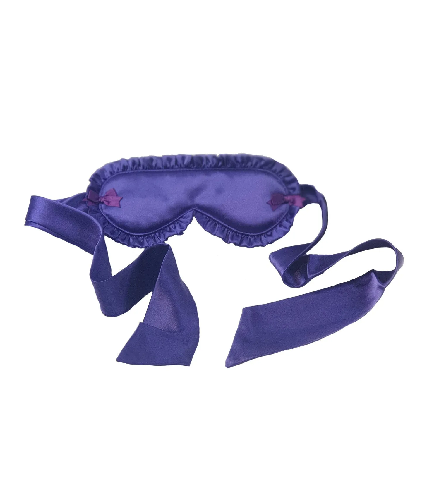 Satin Tie Ruffled Eyemask, Embroidered Blindfold