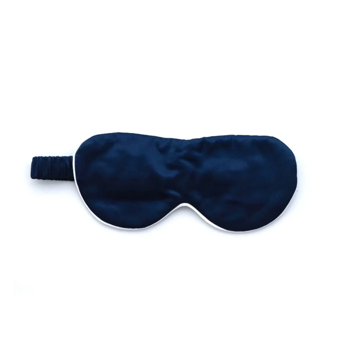 Silk Magnolia Silk Travel Eye Mask French Navy With Ivory Piping