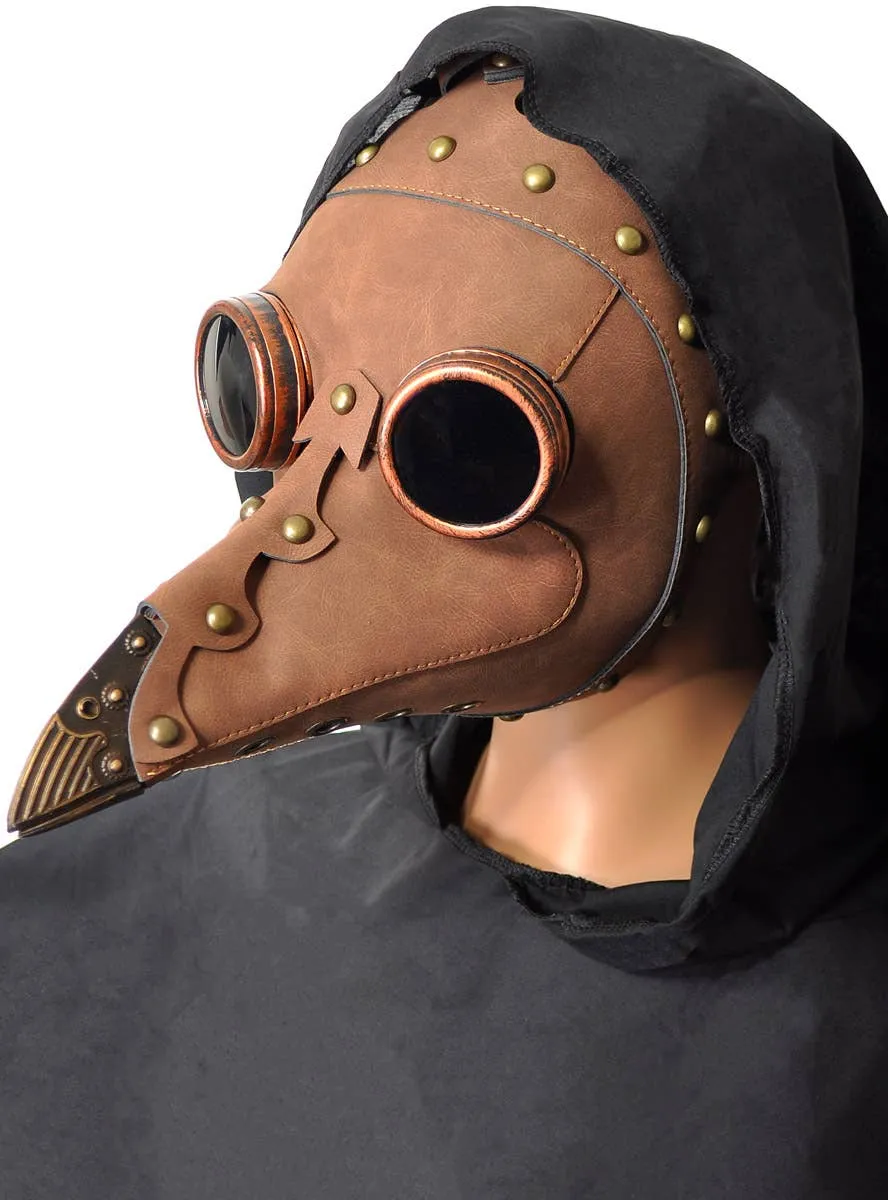 Steampunk Plague Doctor Brown Halloween Mask with Goggles