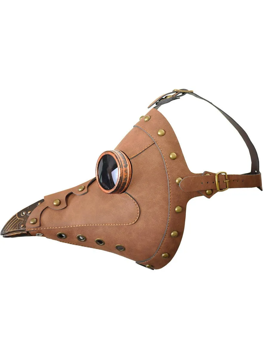 Steampunk Plague Doctor Brown Halloween Mask with Goggles