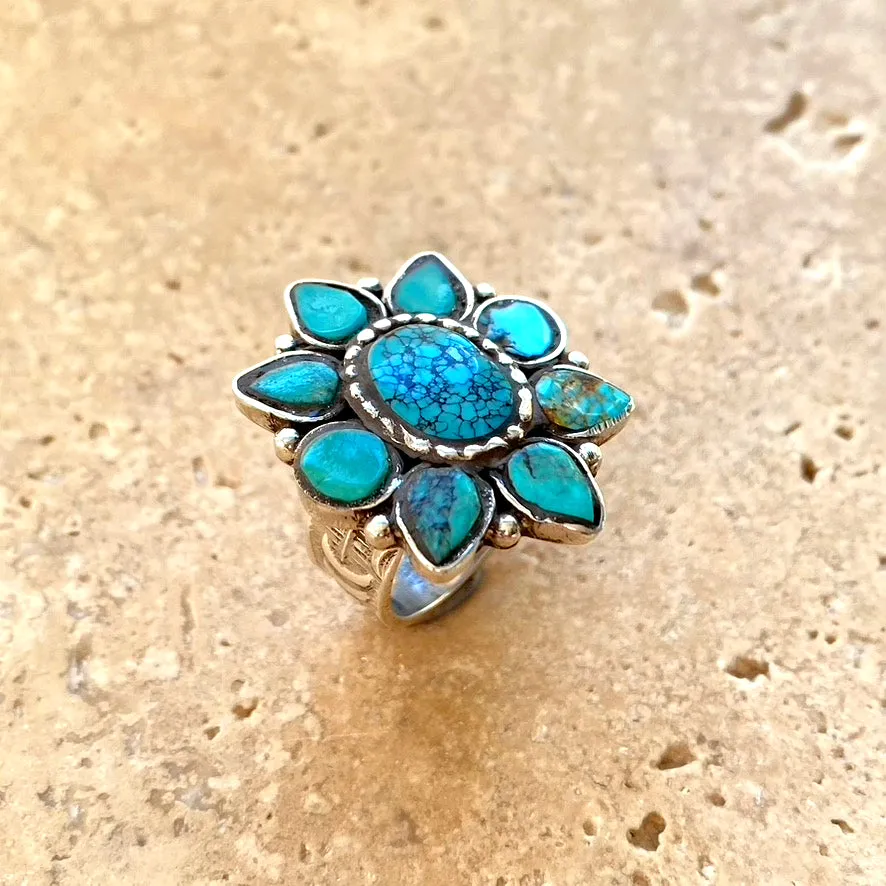 Turquoise Mosaic Ring Nepalese - Mojeka