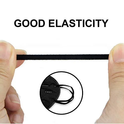 VATIN 150 Yards 1/4" Width Elastic Mask Strap String Black Flat Cord Securing Holder Earloop Band, Soft Ear Tie Rope Handmade DIY Craft for Mask Sewing Stretchy Trim