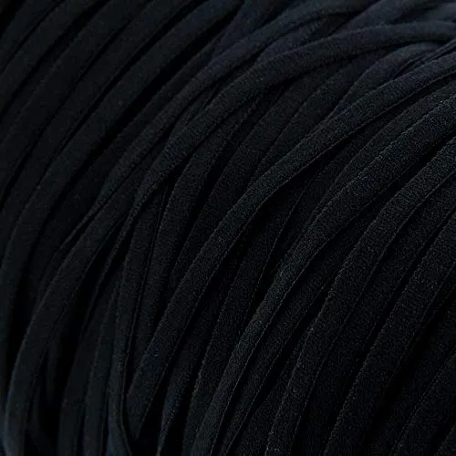 VATIN 150 Yards 1/4" Width Elastic Mask Strap String Black Flat Cord Securing Holder Earloop Band, Soft Ear Tie Rope Handmade DIY Craft for Mask Sewing Stretchy Trim