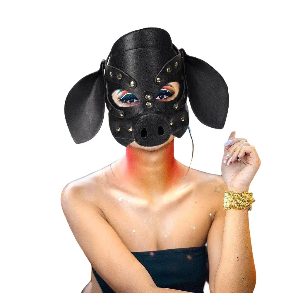 Zado BDSM Black Pig Mask | PU leather | Fetish | Couples