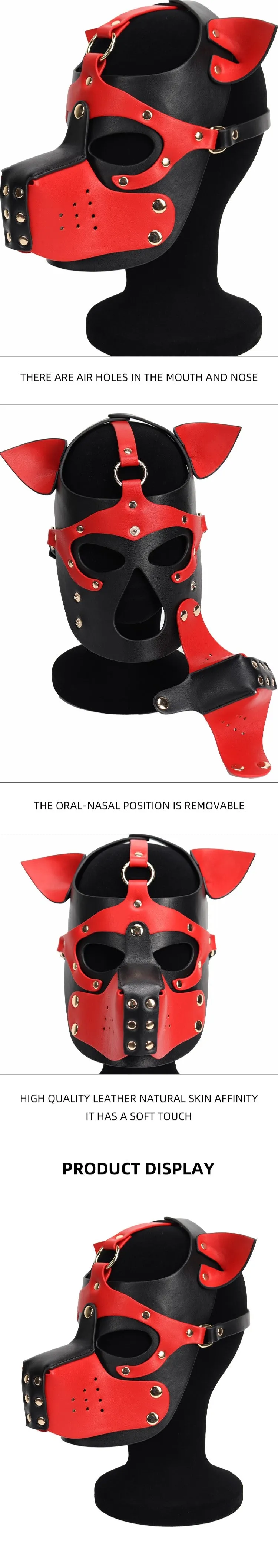 Zado BDSM Red Dog Mask | PU leather | Fetish | Couples